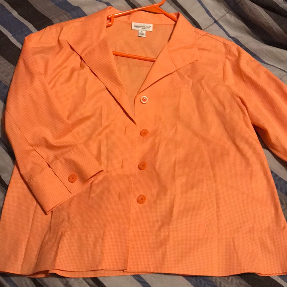 Coldwater Creek Orange & White Button down PL